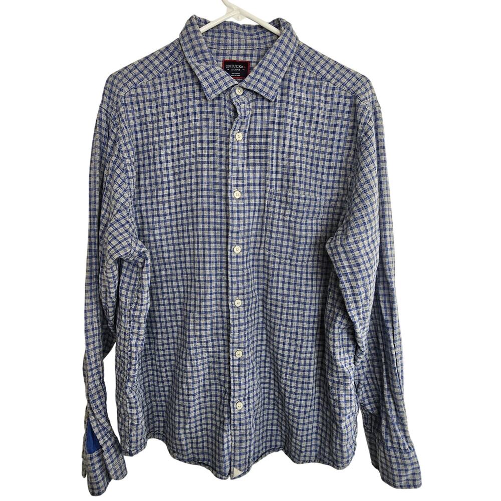 Untuckit Mens Checker Flannel Shirt Size XL Career Work Office Business Casual